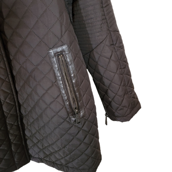 Women's DKNY Quilted Puffer Jacket Coat size Medium Brown - Picture 3 of 9